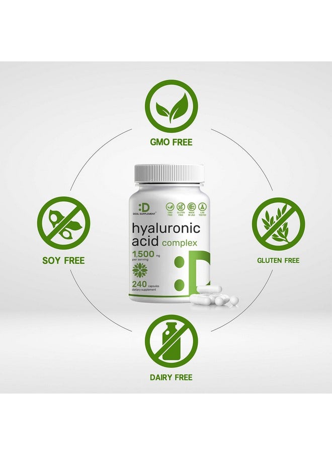 Eagleshine Vitamins - Hyaluronic Acid Supplements 1500Mg 240 Capsules With Msm & Vitamin C Pure 95% ; Nongmo + Plant Based Ha Supports Healthy Joints Bones Connective Tissue & Skin Hydration - Image 1