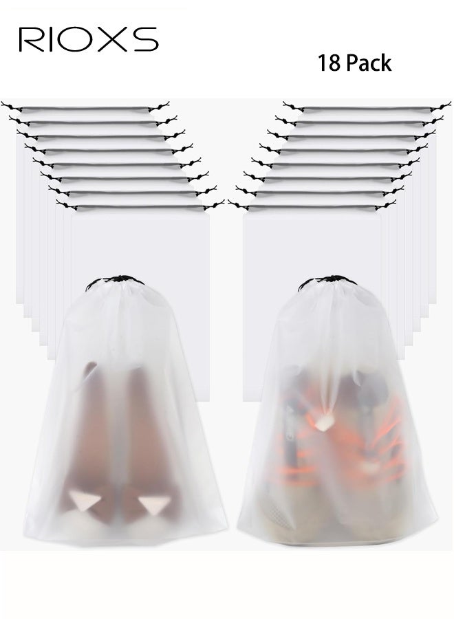RIOXS 18 Pack Clear Shoe Bags, 30cm x 40cm, Portable Travel Storage Bags for Storage and Packing, Waterproof Dustproof Drawstring Shoe Bag for Traveling, Travel Essentials for Men and Women - Image 1