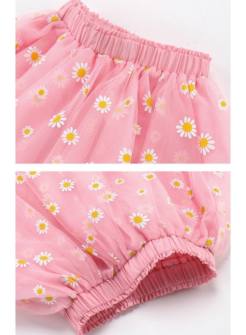 DUNISO Girl's Layered Tutu Skirt Tulle Princess Flower Print A-Line Mini Skirt Princess Dresses Dance Wear Clothes for Little Girl 110cm - Image 4