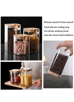 1Chase Borosilicate Glass Storage Jar with Bamboo Lid and Spoon (Set of 3) 1000ML  - Image 5