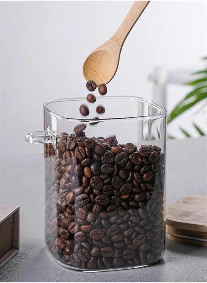 1 تشيس Borosilicate Glass Storage Jar with Bamboo Lid and Spoon, Set of 3 Aitight Food Storage Containers for Coffee,Candy,Cookie,Rice,Sugar,Flour,Pasta,Nuts and Spice Jars 1000ML