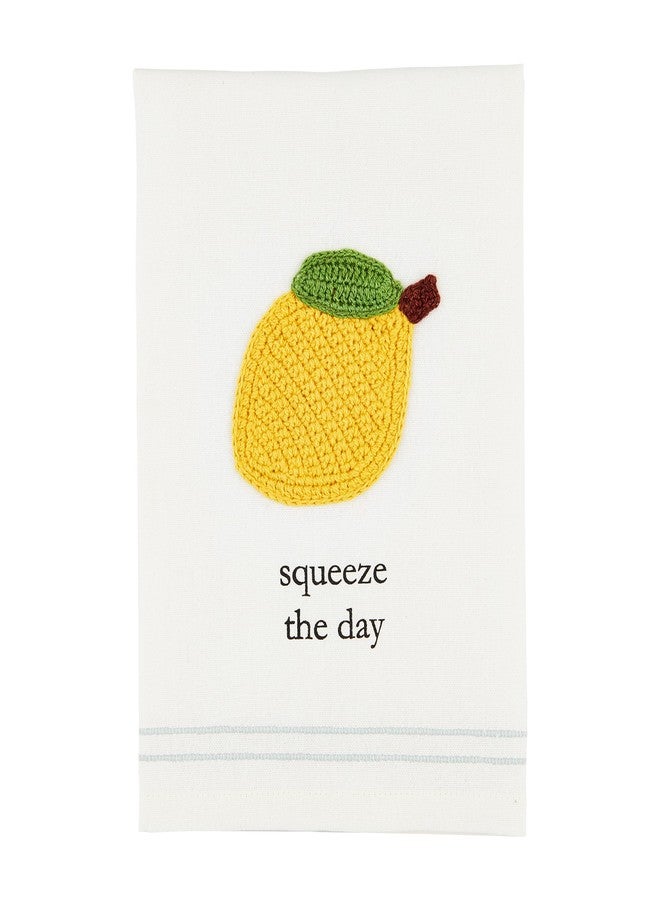 Mud Pie Lemon Fruit Crochet Towel; 21" x 14" - Image 1