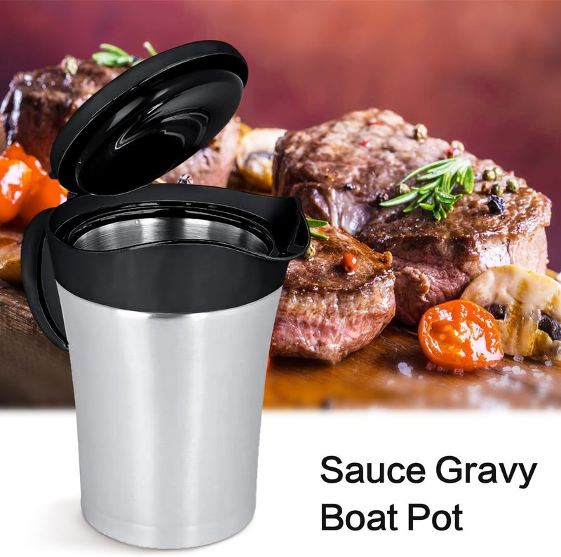 RAISLY Double Insulated Gravy Boat,25Oz Stainless Steel Gravy Sauce Jug with Hinged Lid, Ideal Gravy Warmer Pitcher for Family Dinner, Thanksgiving, Halloween, Christmas, Birthday Party 750ML - Image 5