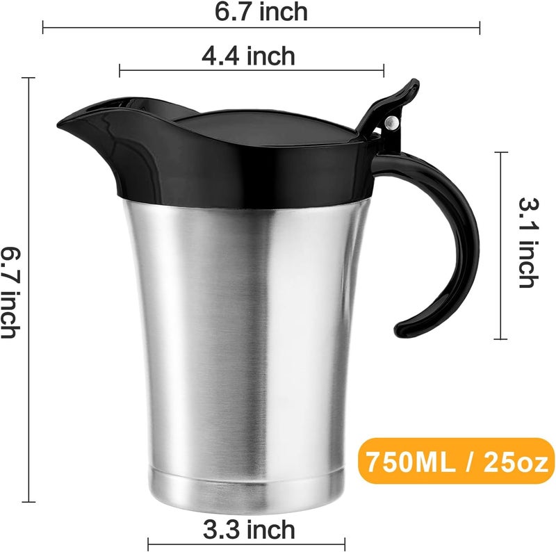 RAISLY Double Insulated Gravy Boat,25Oz Stainless Steel Gravy Sauce Jug with Hinged Lid, Ideal Gravy Warmer Pitcher for Family Dinner, Thanksgiving, Halloween, Christmas, Birthday Party 750ML - Image 3
