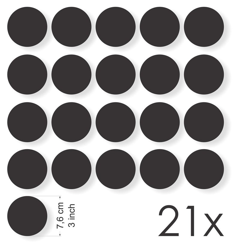 Decooo.be Anti-Collision Stickers to Prevent Persons or Birds Strikes on Window Glass/Choice of Colours Available (Set of 21 Rounds - Diameter: 3 in) (Black) - Window Decals - Image 4