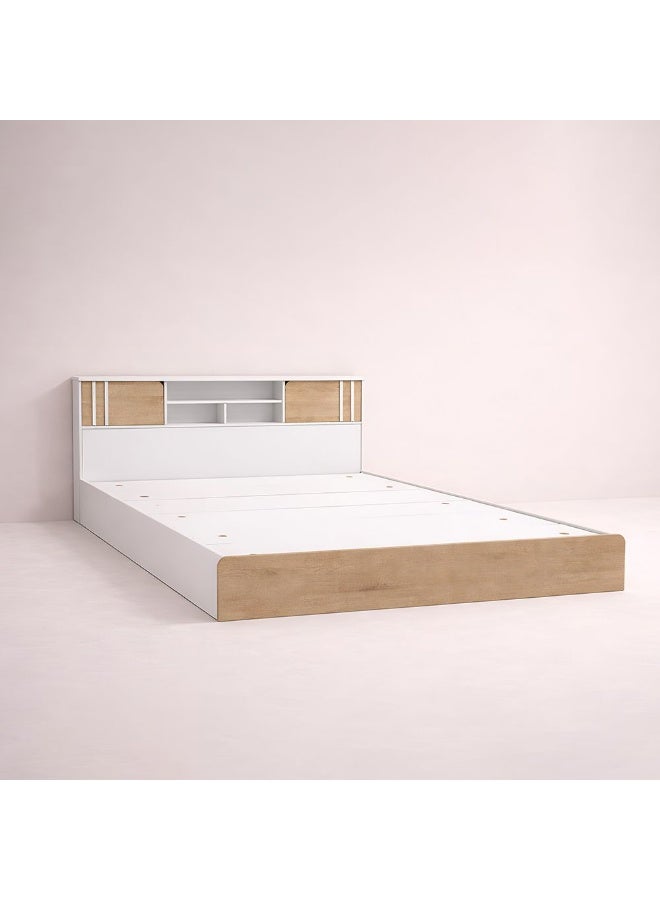 DANUBE HOME سرير كينتورب 160X200 ملكي + طاولة جانبية واحدة + خزانة/مرآة وكرسي - أبيض/بلوط سونما - Image 3
