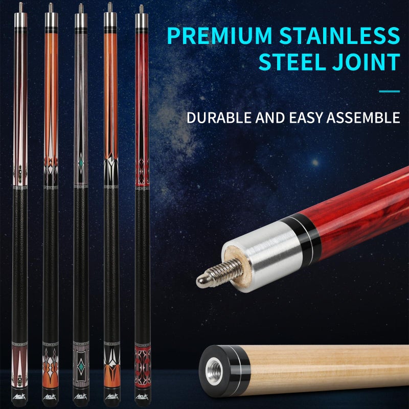 AKLOT Pool Cues, 5-Pack 58" Maple Pool Cue Stick, Pool Sticks for Adults - Perfect for Home Game Rooms, Bars & Billiard Halls, 18 19 20 21 oz Pool Cue - Image 4