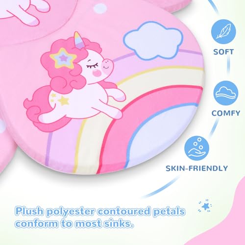 YooxArmor Baby Bath Cushion Newborn Infant Lotus Bath Flower Baby with Soft Cover Travel Bathtub Insert Pad for Kitchen Sink Shower Tub Flower Bathing Pillow with Patented Comfort Support Unicorn - Image 3
