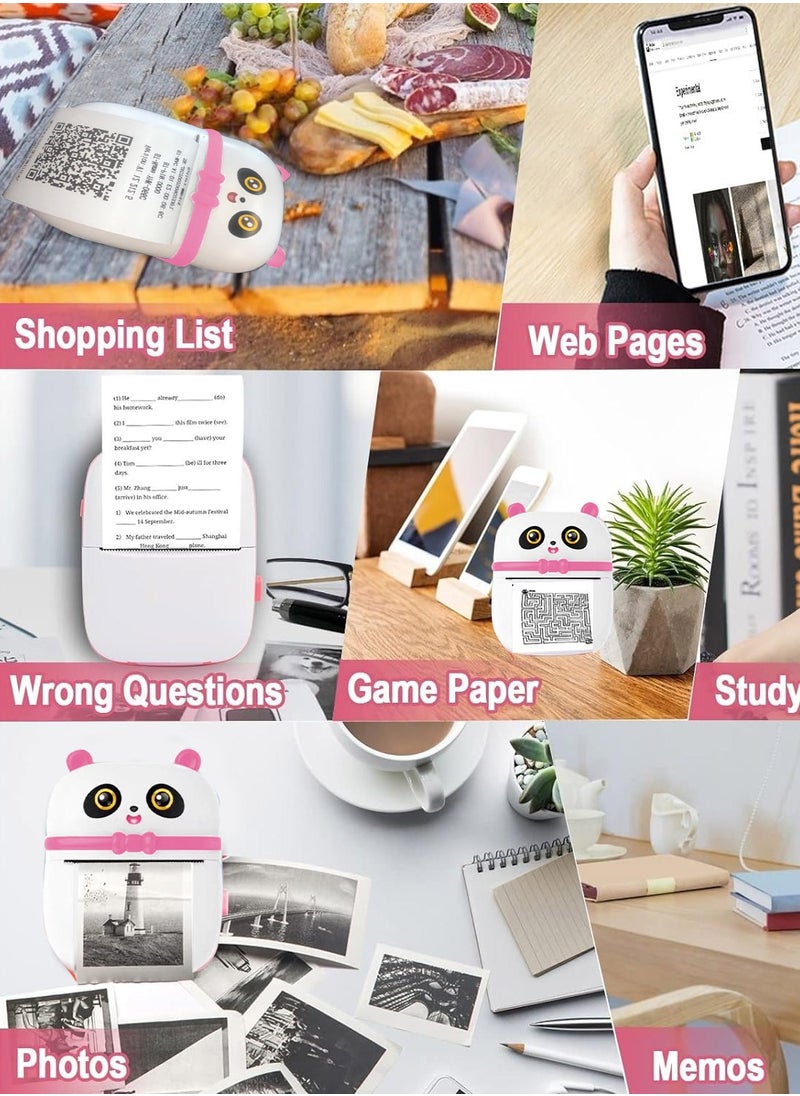 Kidle Mini Pocket Panda printer Bluetooth Wireless Smart Printer with Android APP (including a roll of paper)+3 colored papers+5 stickers+5 regular papers+colored pens+random stickers * 1  - Image 2