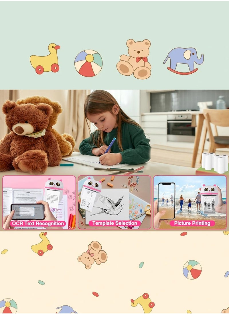 Kidle Mini Pocket Panda printer Bluetooth Wireless Smart Printer with Android APP (including a roll of paper)+3 colored papers+5 stickers+5 regular papers+colored pens+random stickers * 1  - Image 3