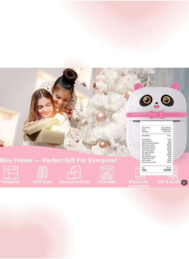 Mini Pocket Panda printer Bluetooth Wireless Smart Printer with Android APP (including a roll of paper)+3 colored papers+5 stickers+5 regular papers+colored pens+random stickers * 1