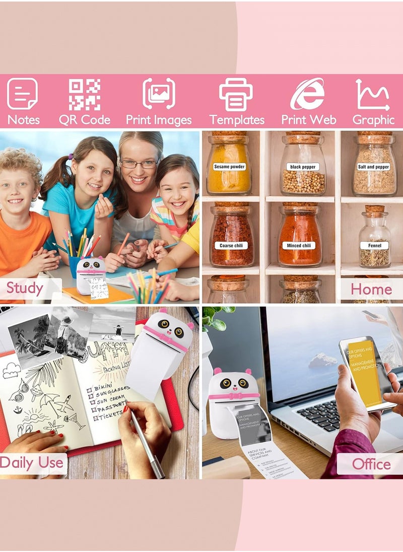 Mini Pocket Panda printer Bluetooth Wireless Smart Printer with Android APP (including a roll of paper)+3 colored papers+5 stickers+5 regular papers+colored pens+random stickers * 1