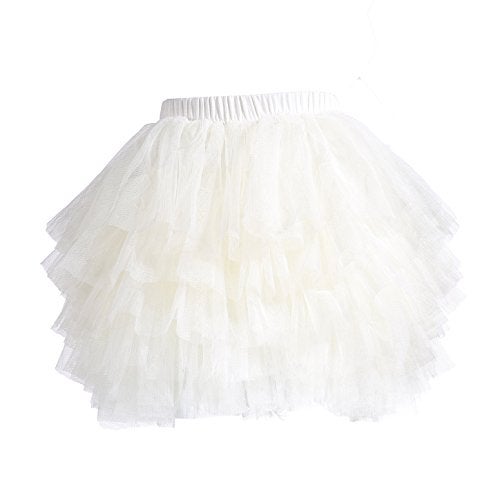elamccor Baby Girls' Tutu Skirt Toddler 6 Layered Tulle Tutus 1-8T White - Image 1