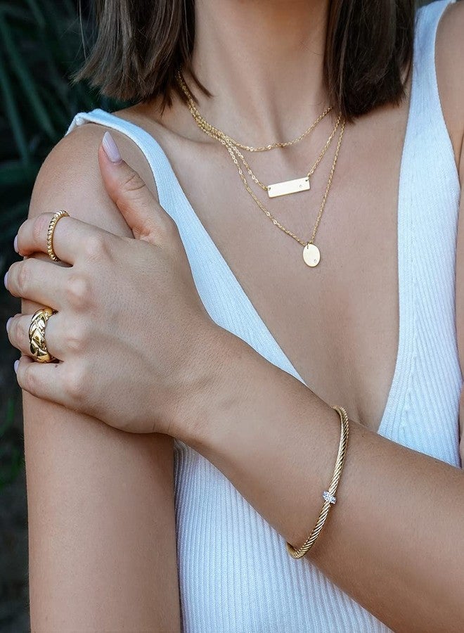 WISTIC 14K-Gold Plated Bracelet Bangle for Women Silver Mixible Cable Wire Cuff Twisted Chunky Polished Bracelet for Stainless Steel Vintage Adult Jewelry - Image 5