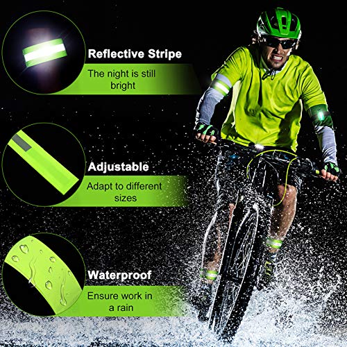 Sumind Reflective Running Gear Set Include 2 Pieces LED Safety Lights and 4 Reflective Bands for Wrist Arm Ankle Leg Straps Tape High Visibility Bands Strobe Running Light for Woman Men - Image 4