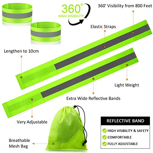 Sumind Reflective Running Gear Set Include 2 Pieces LED Safety Lights and 4 Reflective Bands for Wrist Arm Ankle Leg Straps Tape High Visibility Bands Strobe Running Light for Woman Men - Image 3