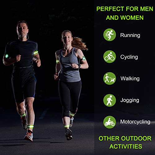 Sumind Reflective Running Gear Set Include 2 Pieces LED Safety Lights and 4 Reflective Bands for Wrist Arm Ankle Leg Straps Tape High Visibility Bands Strobe Running Light for Woman Men - Image 2