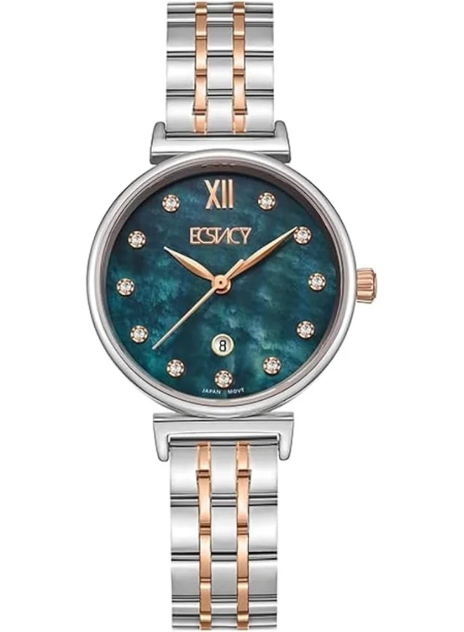 ECSTACY Ecstacy Women's GL12 Movement Watch, Analog Display and Stainless Steel Strap - E23506-KBKMN, Two Tone Rose Gold