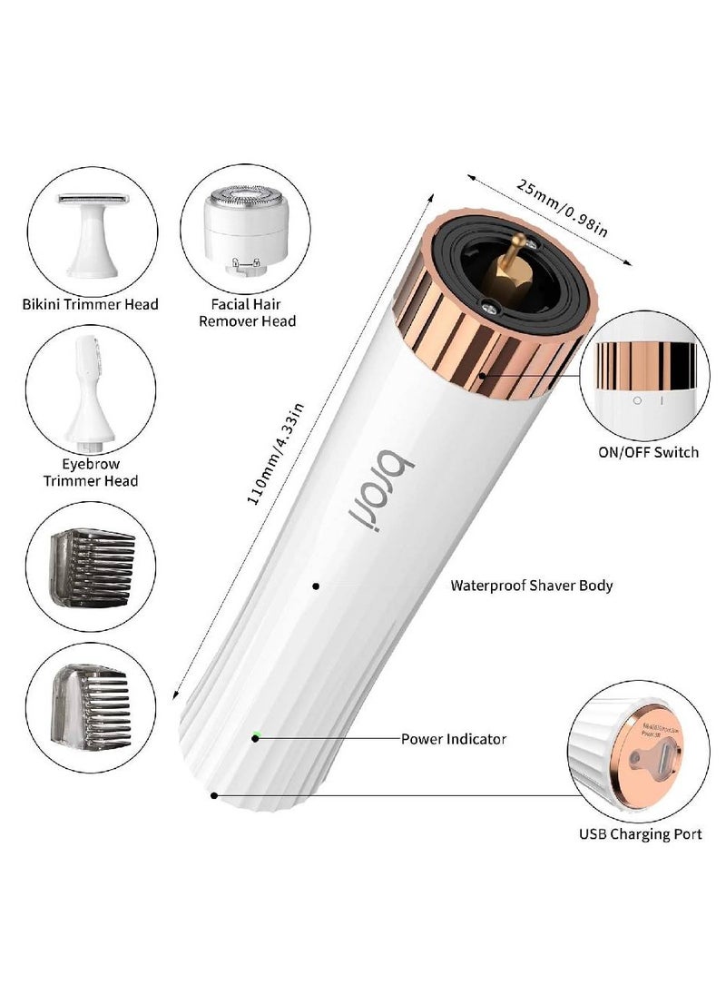 brori - Lady Shaver,brori Bikini Trimmer for Women 3 in 1 Razors Womens Hair Remover for Face Eyebrow Body Legs Underarms Public Electric Rechargeable Ladies Razor Wet and Dry Waterproof - Image 1
