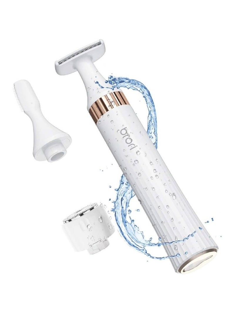 brori - Lady Shaver,brori Bikini Trimmer for Women 3 in 1 Razors Womens Hair Remover for Face Eyebrow Body Legs Underarms Public Electric Rechargeable Ladies Razor Wet and Dry Waterproof - Image 1