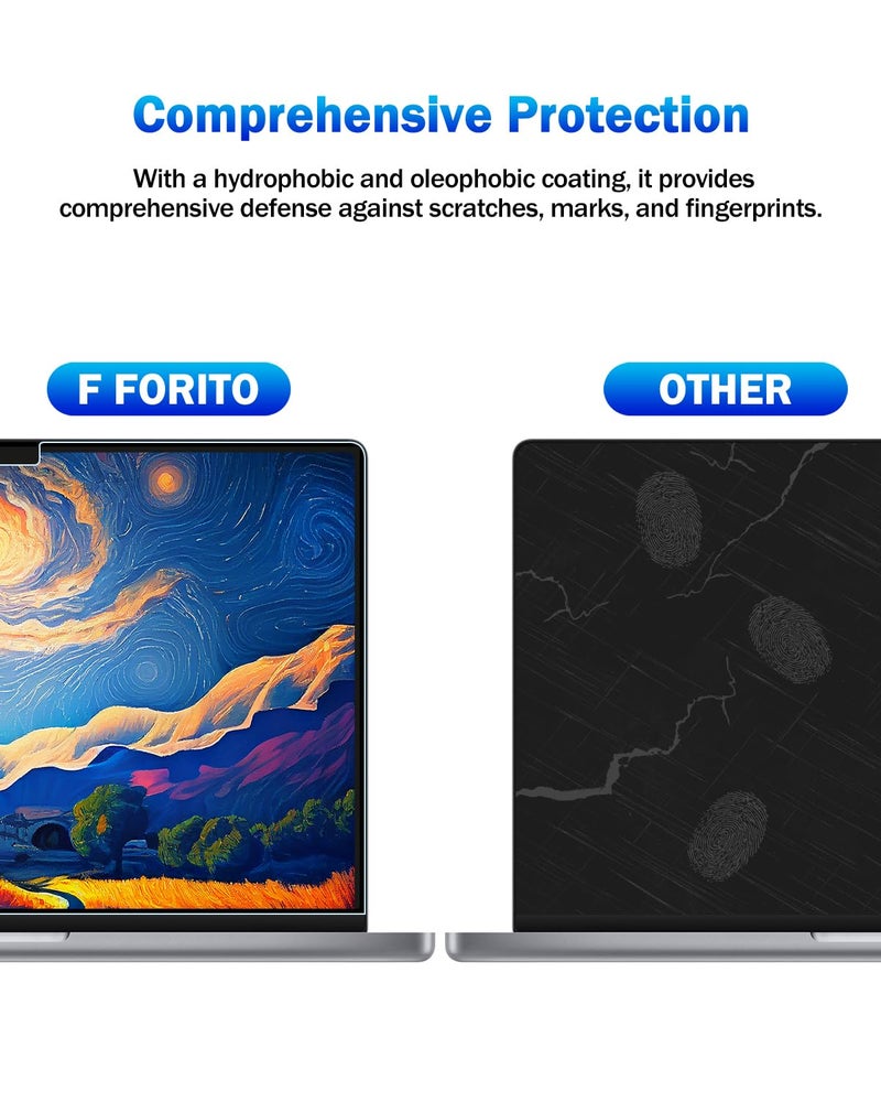 FFORITO F FORITO 2-Pack Anti Blue Light Matte Laptop Screen Protector Compatible with 2025-2021 MacBook Pro 14 inch M5 M4 M3 M2 M1 Pro Max Chip, Eye Protection Anti Glare Computer Screen Cover - Image 4