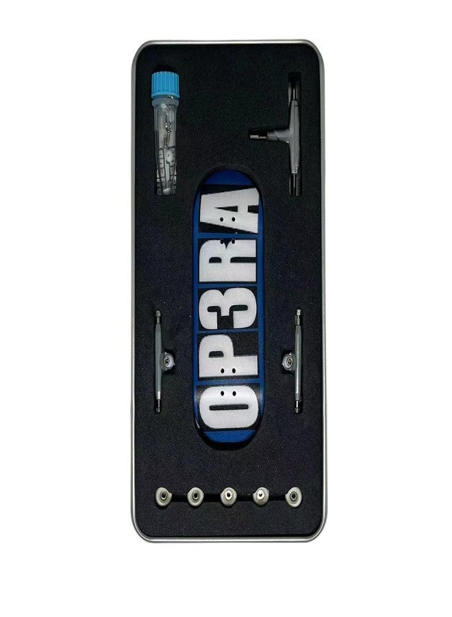 LEEFAI Op3ra Pro Fingerboard Complete 34 * 96mm Maples Wood Deck,UV Printing Graphic-Solid Single Axles Pro Trucks & 5 Urethane Bearing Wheels,-Replace Bushings-Blocks(Blue) Edition - Image 1
