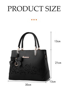 DUNISO Women's handbag, PU leather shoulder bag, large capacity crossbody bag, with detachable shoulder strap and top handle, embroidered design and bow decoration, suitable for shopping, work, dating, travel  - Image 2
