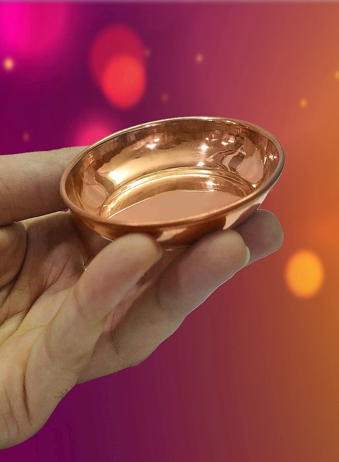 Craftsman SATVIK Set of 6 Pieces Pure Copper Pujan Prasad Bhog Thali Mandir Temple Indian Hindu Rituals Diwali Festive Kahnaji Bhog Puja Plate - Image 2