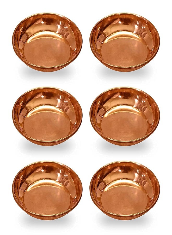 Craftsman SATVIK Set of 6 Pieces Pure Copper Pujan Prasad Bhog Thali Mandir Temple Indian Hindu Rituals Diwali Festive Kahnaji Bhog Puja Plate - Image 4