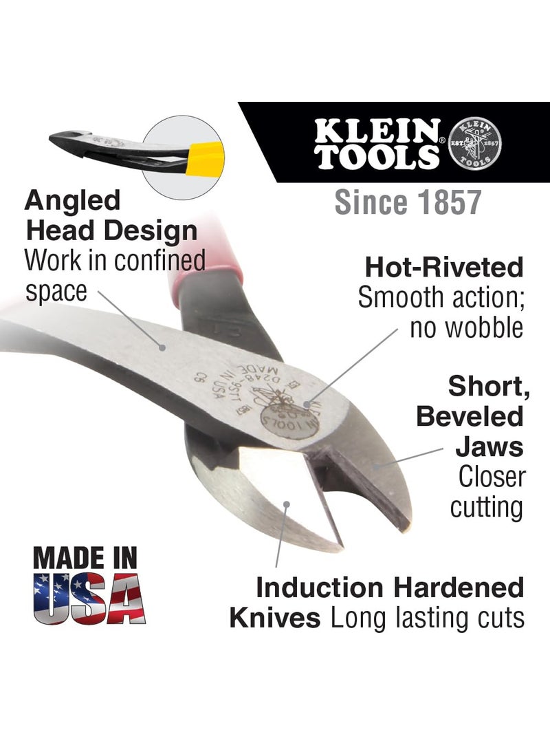 Klein Tools Klein Tools D248-8 Pliers, Made in USA, Diagonal Cutting Multi-Purpose Pliers with Angled Head, High-Leverage Design, and Short Jaw, 8-Inch  - Image 2