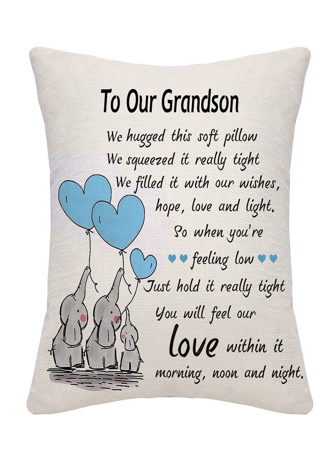Bommex Grandson Gifts from Grandma Grandpa Throw Pillow Cover Cushion Cover for Grandson from Grandparents Grandson Birthday Gifts (Our Grandson) - Image 1