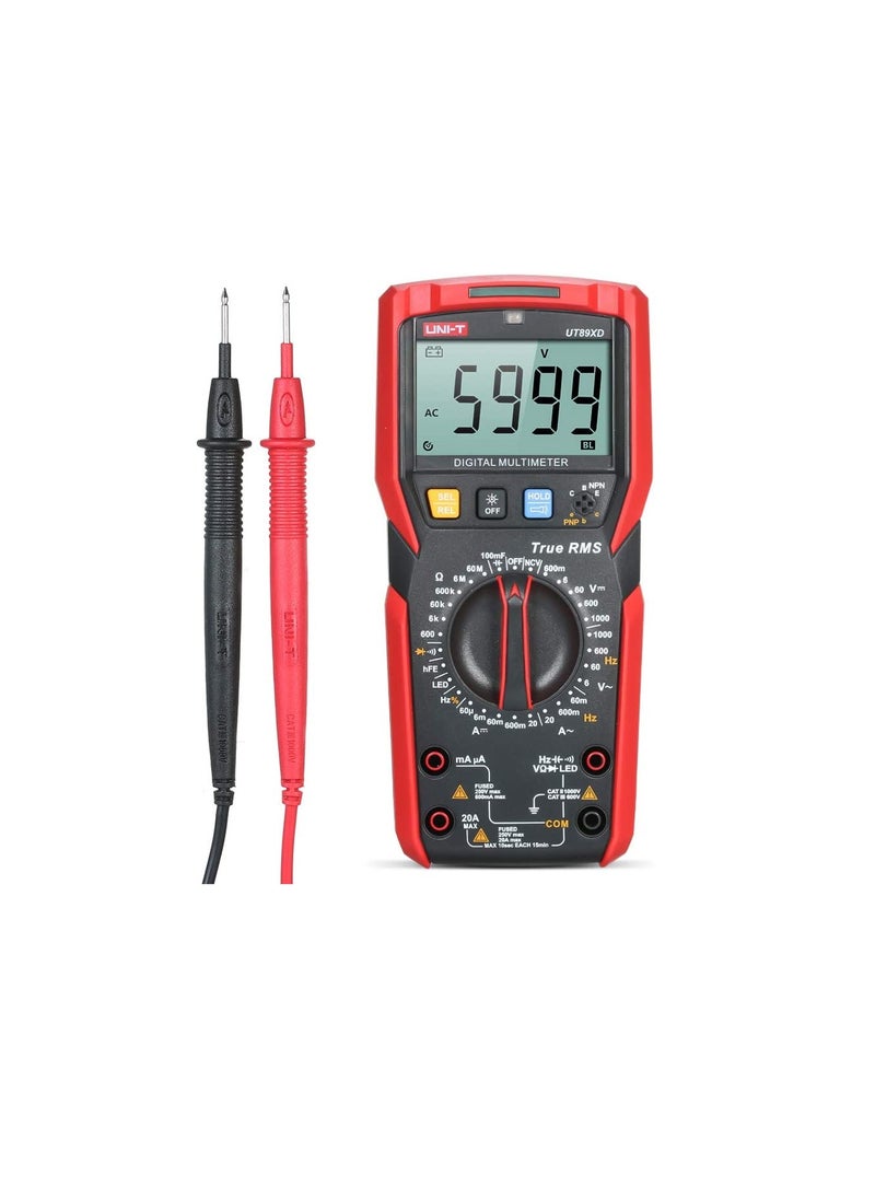 UNI-T - UNI-T UT89XD Digital Multimeter High Accuracy Handheld Mini Universal Meter 6000 Counts LCD Display True RMS Measure AC/DC Voltage Current Resistance Capacitance LED Test Frequency Diode Tester with - Image 1