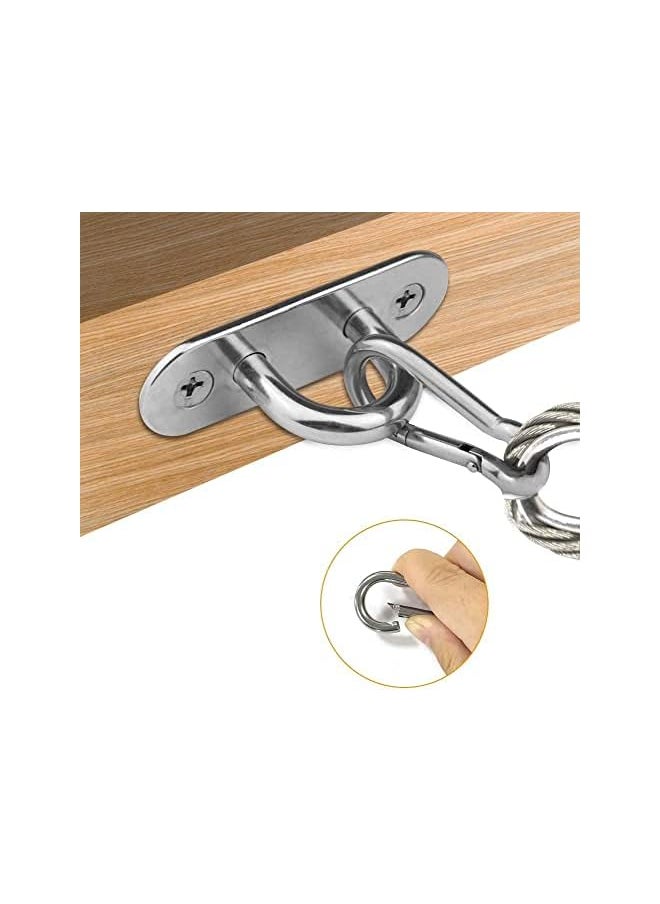 PROMASS promass Stainless Steel 1.8 inch Pad Eye Plate U Hooks + Stainless Steel Snap Hook,Marine Hardware Staple Hook Loop with Screws- ,8 Pack  - Image 2