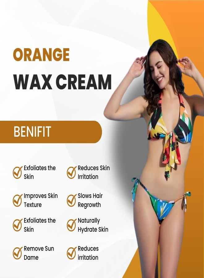 CURE Orange Cream Wax for Hair Removal | Full Body Wax for Legs, Underarms, Hands, & Bikini Area | Hydrating & Soothing Formula for Sensitive Skin & All Skin Type | D-Tan & Brightening Treat - 800Gm - Image 2