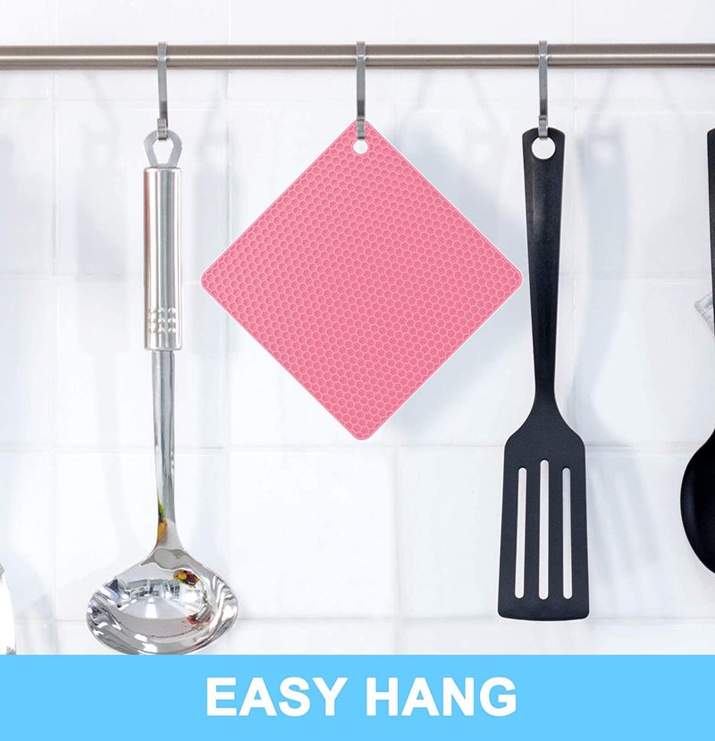 P Plus Fire Multi Use Silicone Trivet Mat Flexible Silicone Pot Holders Mats Silicone Trivet Silicone Hot Mats Set Trivet Pads Heat Resistant Table Placemats (Pink, Set of 2) - Image 4