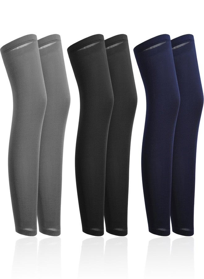 Skylety Compression Leg Sleeves Full Length Sleeves for Mens Basketball Cycling(Black, Dark Grey, Navy Blue,Large,3 Pairs) - Image 1