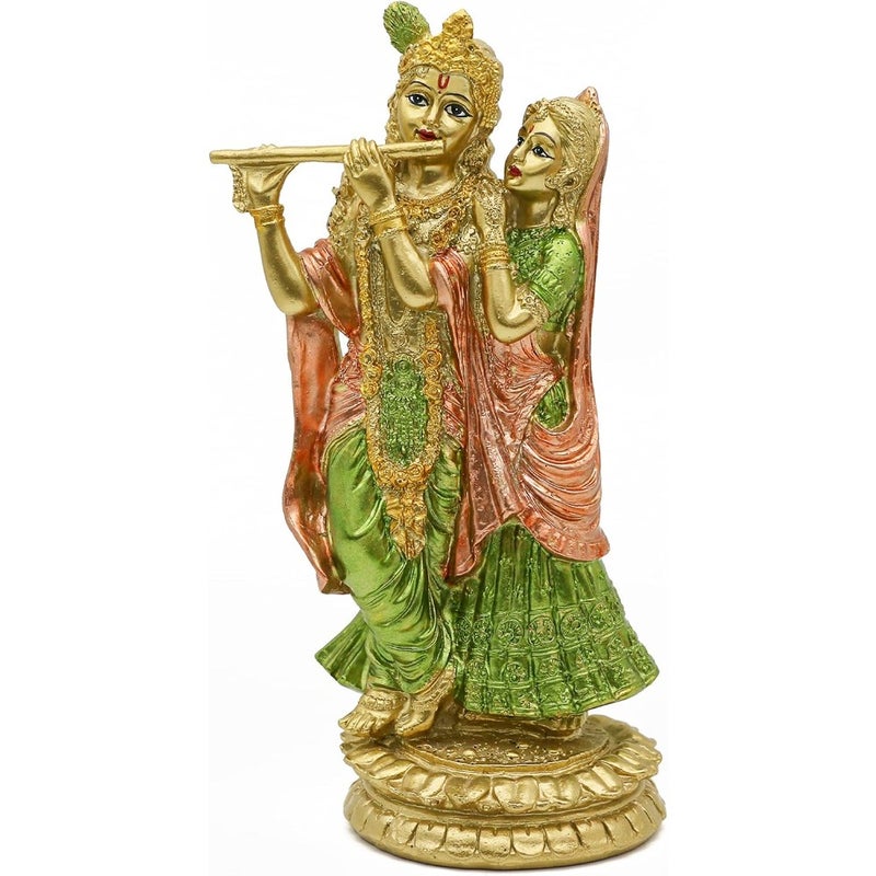 Hindu Idol Radha Krishna Statue - Indian God Goddess Figurine Murti Pooja Item Home Office Temple Mandir Puja Item India Buddha Diwali Wedding Gifts Meditation Altar Shrine Kit - Image 1