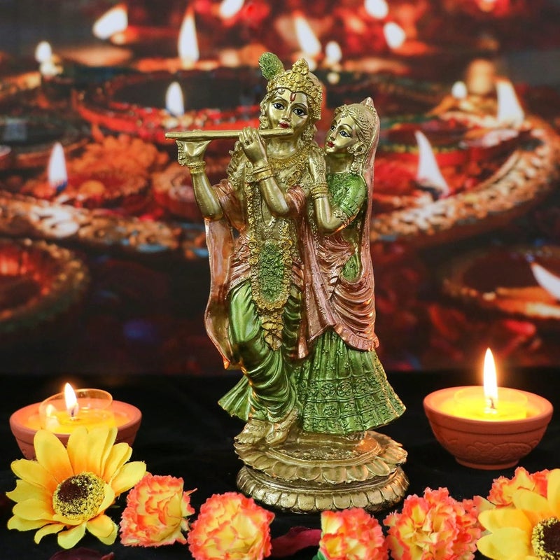 Hindu Idol Radha Krishna Statue - Indian God Goddess Figurine Murti Pooja Item Home Office Temple Mandir Puja Item India Buddha Diwali Wedding Gifts Meditation Altar Shrine Kit - Image 4