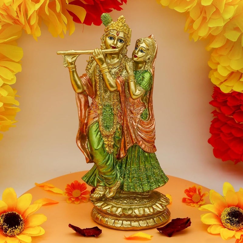 Hindu Idol Radha Krishna Statue - Indian God Goddess Figurine Murti Pooja Item Home Office Temple Mandir Puja Item India Buddha Diwali Wedding Gifts Meditation Altar Shrine Kit - Image 3