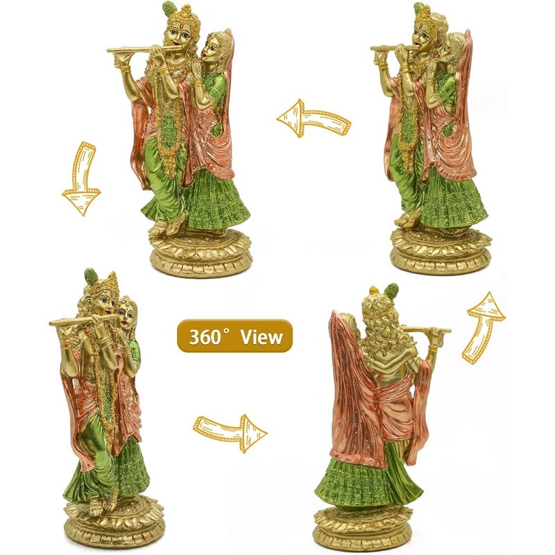 Hindu Idol Radha Krishna Statue - Indian God Goddess Figurine Murti Pooja Item Home Office Temple Mandir Puja Item India Buddha Diwali Wedding Gifts Meditation Altar Shrine Kit - Image 2