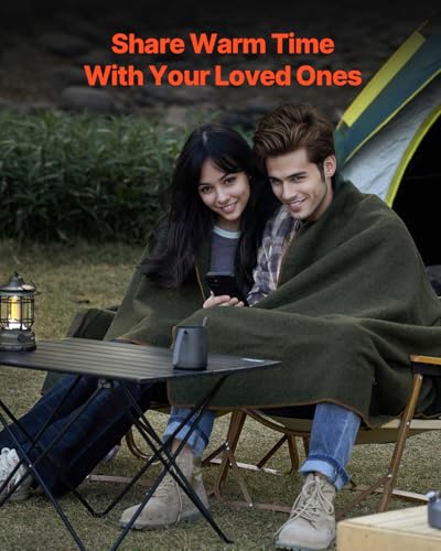 VEVOR Wool Camping Blanket, Large Warm Stadium Blanket, Flame Retardant, Great for Outdoors, Picnics, Hiking, Sports Events, Travel, Car & Bushcraft Survival Kits, 64" x 88", Army Green Wool Blankets - Image 5