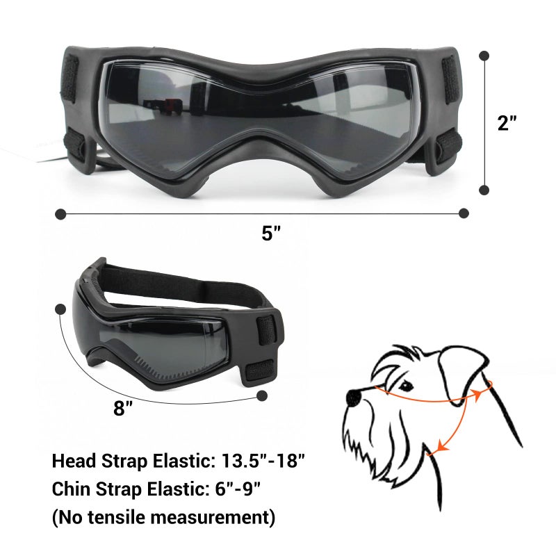 PETLESO Dog Goggles Medium Breed, Dog Sunglasses Small Breed Dog Eye Sun Light Protection, UV Protection Goggles for Dog with Adjustable Straps, Medium Black - Image 3