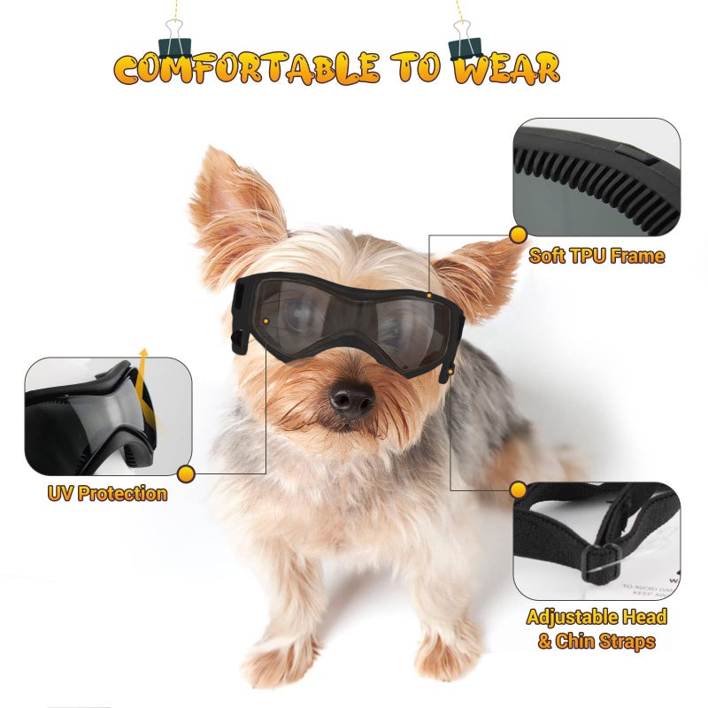 PETLESO Dog Goggles Medium Breed, Dog Sunglasses Small Breed Dog Eye Sun Light Protection, UV Protection Goggles for Dog with Adjustable Straps, Medium Black - Image 2