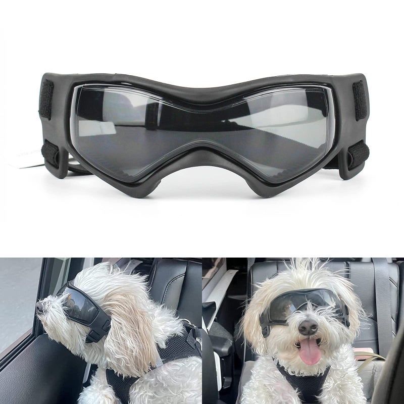 PETLESO Dog Goggles Medium Breed, Dog Sunglasses Small Breed Dog Eye Sun Light Protection, UV Protection Goggles for Dog with Adjustable Straps, Medium Black - Image 1