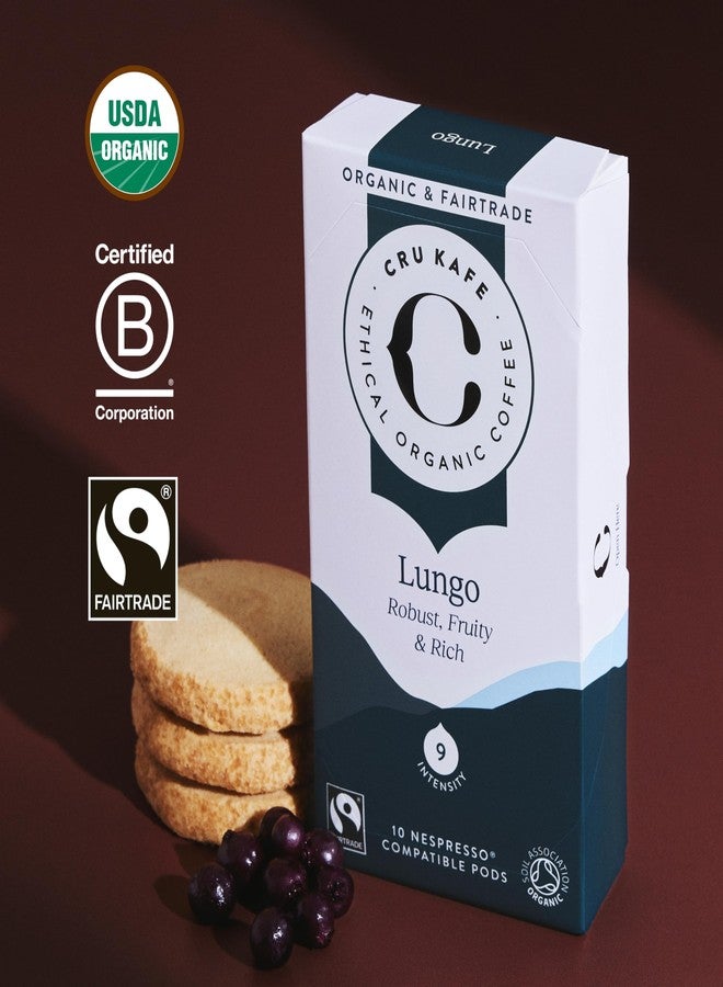 Cru Kafe Lungo Espresso Strong USDA Organic Espresso Coffee Capsules (10 Pods) Fairtrade Coffee Pods Compatible with Nespresso Original Line and Pixie Machines - Image 2