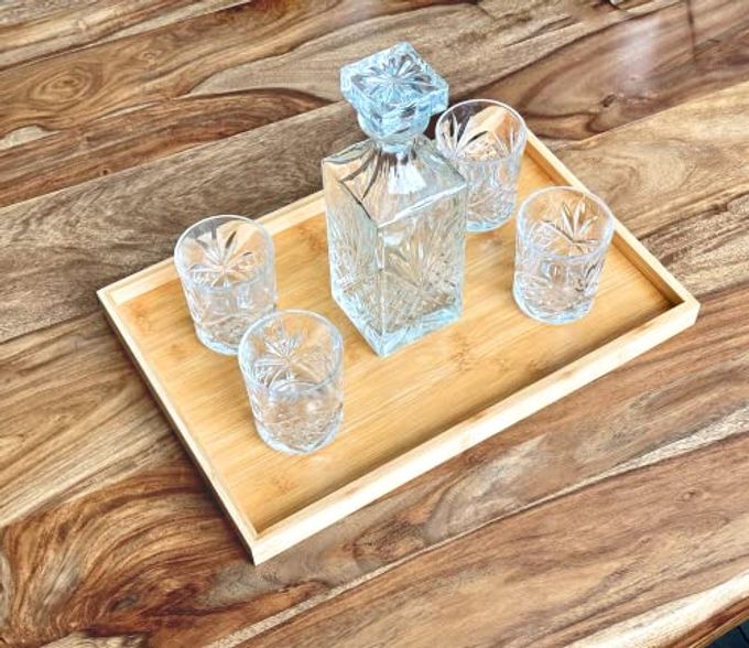Bamboo Bam & Boo Natural Bamboo Serving Tray Modern Rectangular (Bamboo, 17.75 x 11.8" x 1.2") for Food, Drinks, Decor, Vanity in Home, Kitchen, Bathroom, Coffee Table, Bed - Image 2