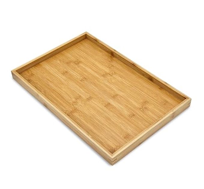 Bamboo Bam & Boo Natural Bamboo Serving Tray Modern Rectangular (Bamboo, 17.75 x 11.8" x 1.2") for Food, Drinks, Decor, Vanity in Home, Kitchen, Bathroom, Coffee Table, Bed - Image 4