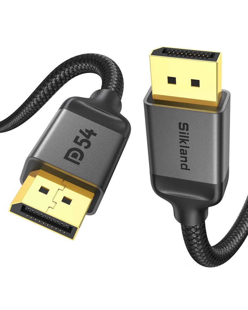 Silkland 54Gbps DisplayPort 2.1 Cable, DP 2.1 Cable 10FT [16K@30Hz, 10K@60Hz, 8K@120Hz, 4K@240Hz 165Hz 144Hz] HDR10 HDCP DSC 1.2a, Display Port 2.1 Cord Compatible FreeSync G-Sync Gaming Monitor - Image 1