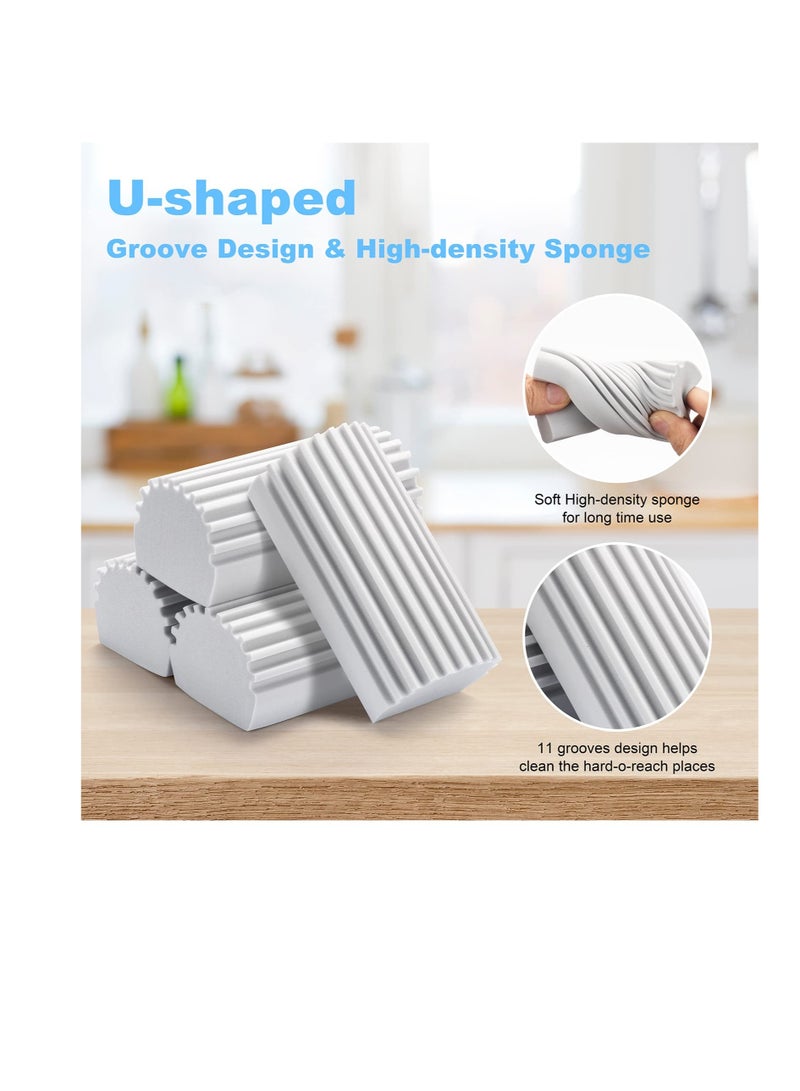 Excefore Sponges Cleaning Brush, 4 Pcs Reusable Dusters for Cleaning Household Use, Baseboard Cleaner Tool,  for Scrub Fan, Ceiling, Kitchen Dish, Blinds, Glass Window, Track Grooves, and Faucets - Image 2