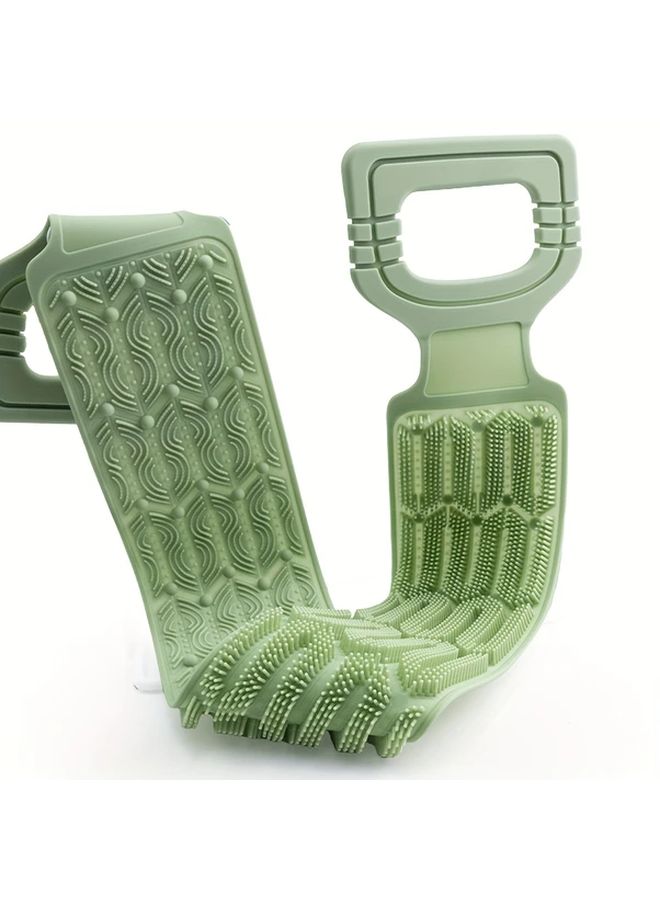 Light Green Silicone Back Scrubber Towel with Rope Handles for Exfoliating Bath - Image 1